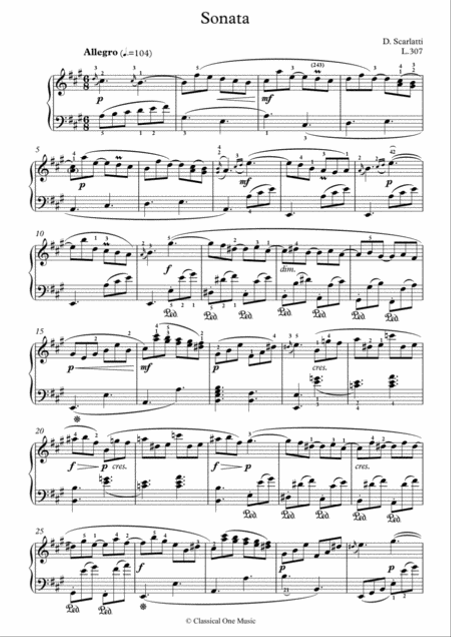 Scarlatti-Sonata in A-Major L.307 K.269(piano) Piano Solo scores gallery preview page 2