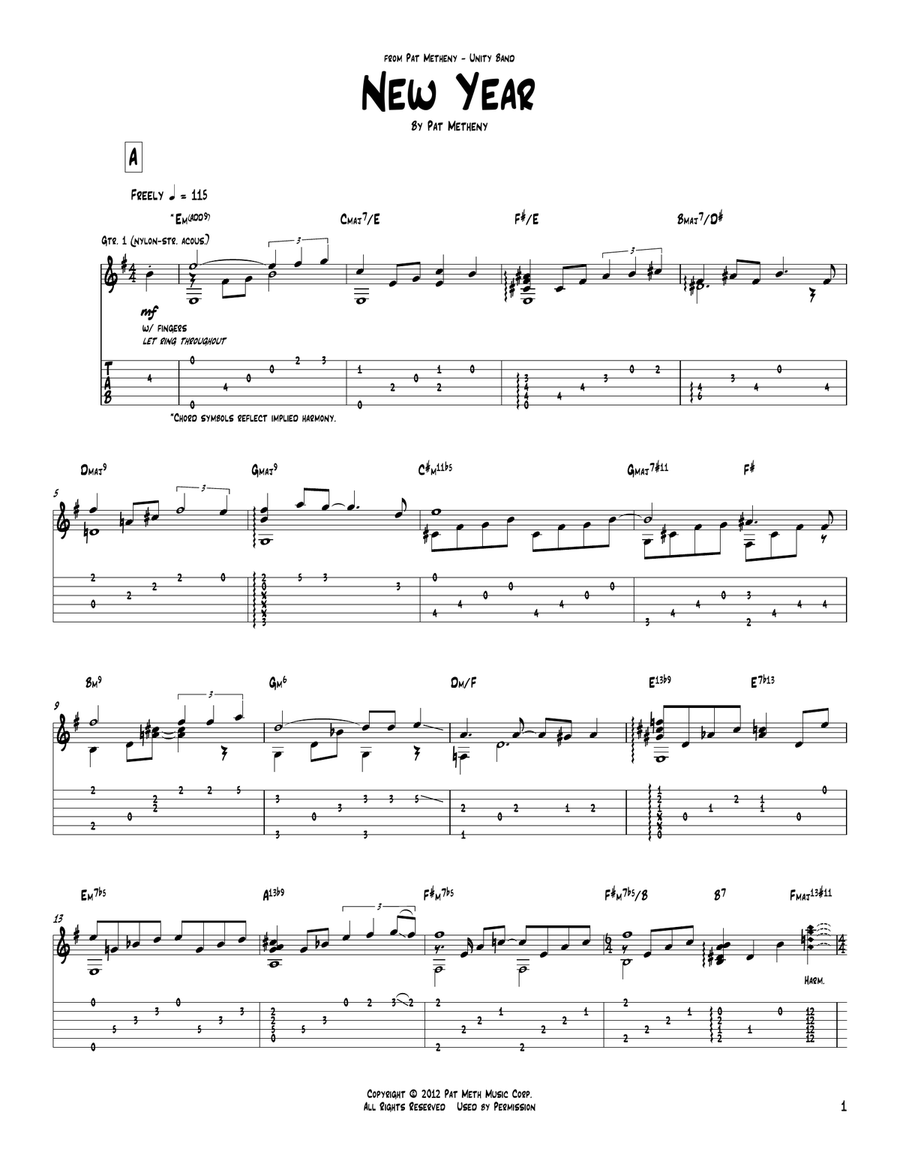 New Year Acoustic Guitar scores gallery preview page 1