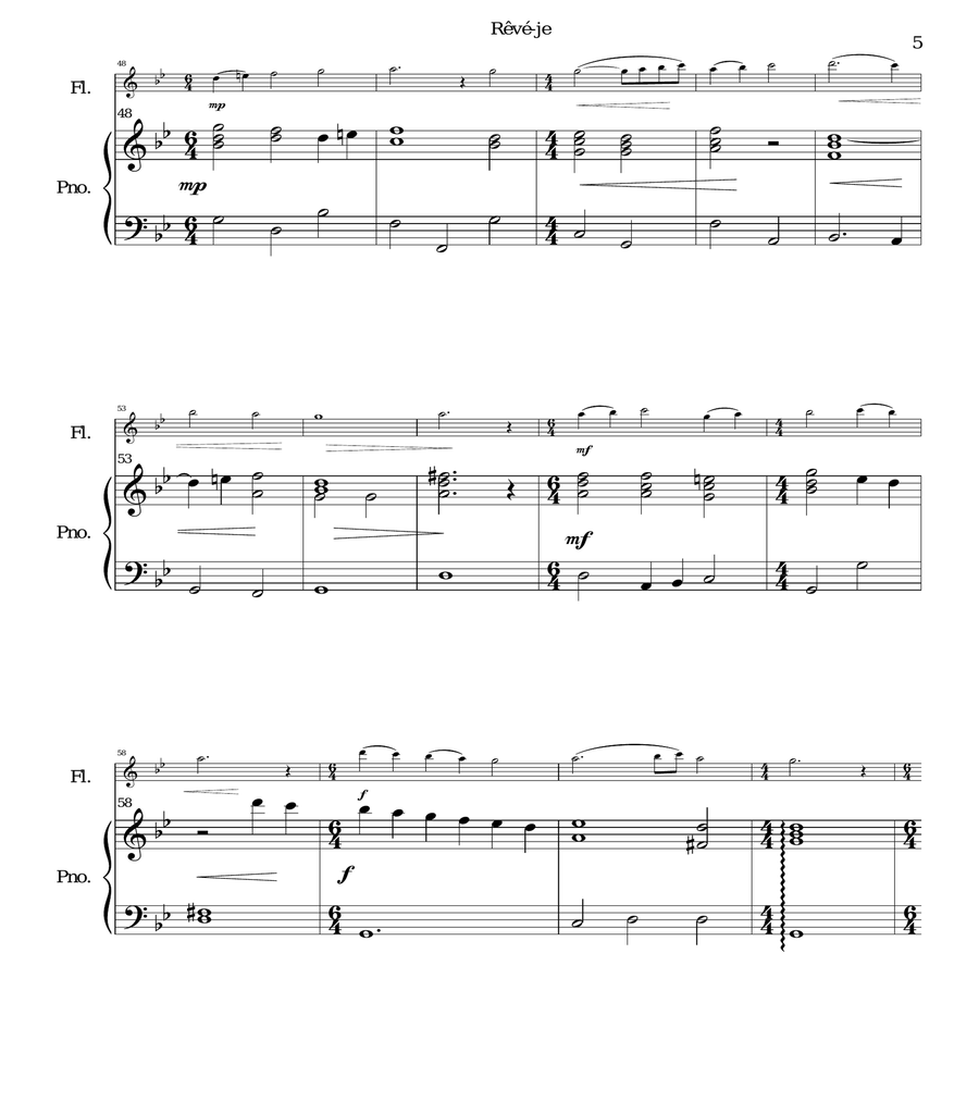 Rêvé-je (Am I dreaming) for flute and piano image number null