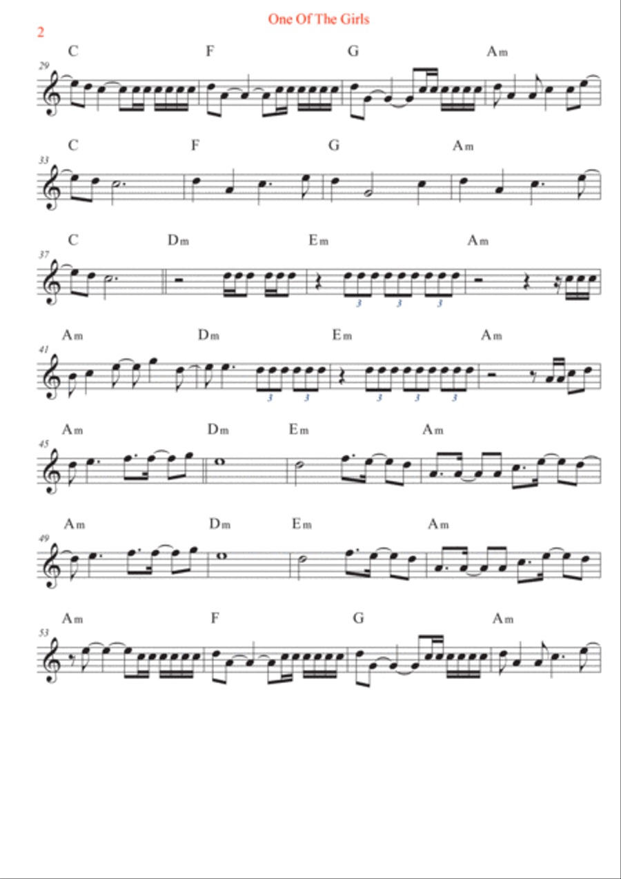 One Of The Girls Alto Saxophone scores gallery preview page 2
