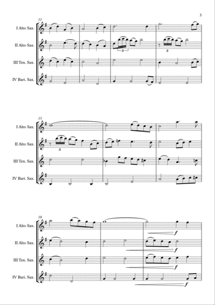 We Have All The Time In The World Saxophone Quartet scores gallery preview page 4