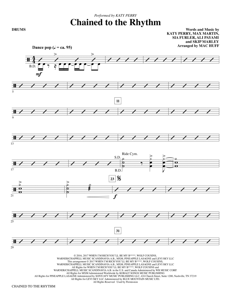 Chained to the Rhythm - Drums Choir scores gallery preview page 1