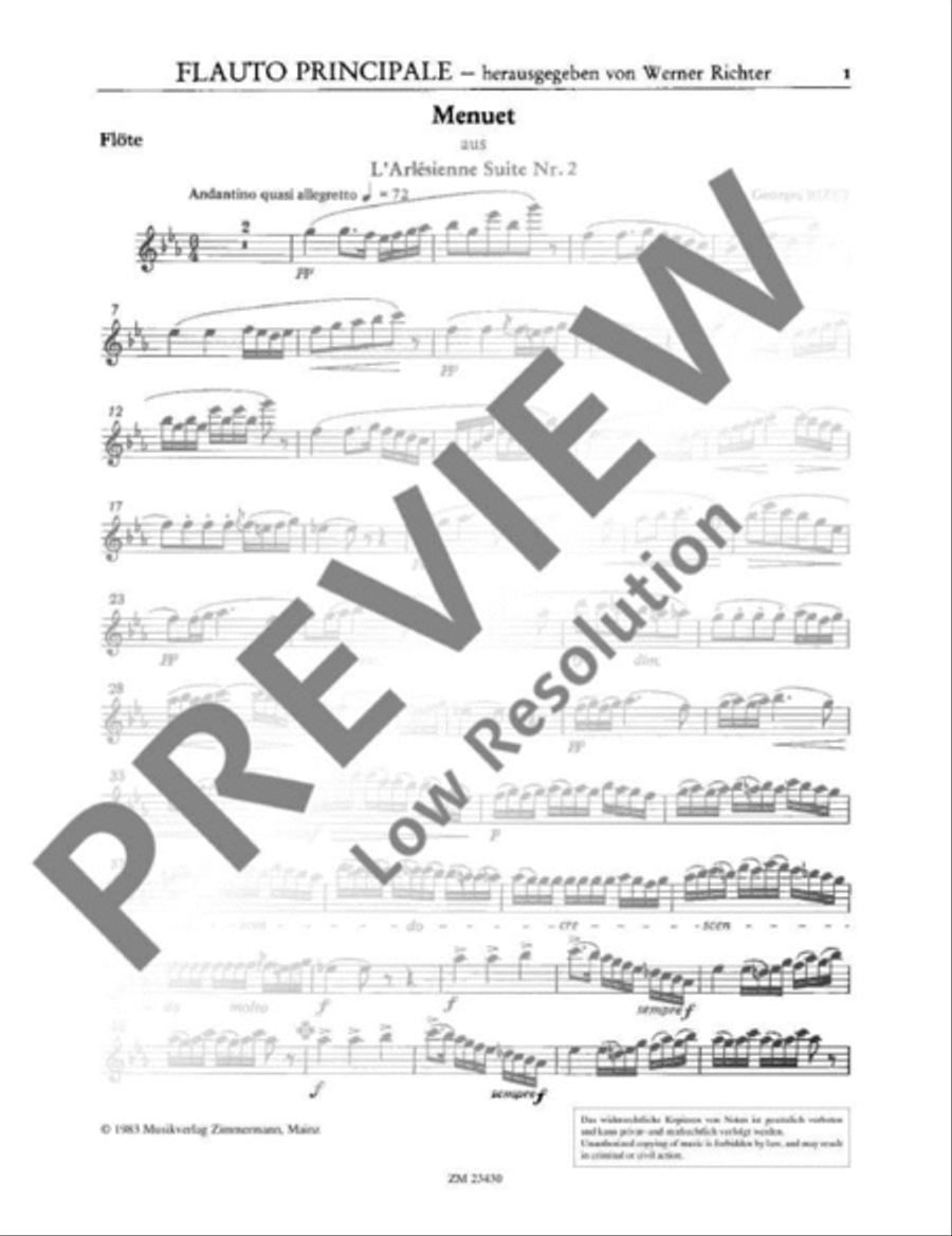 Menuet from L’Arlésienne-Suite No. 2 Flute Solo scores gallery preview page 19