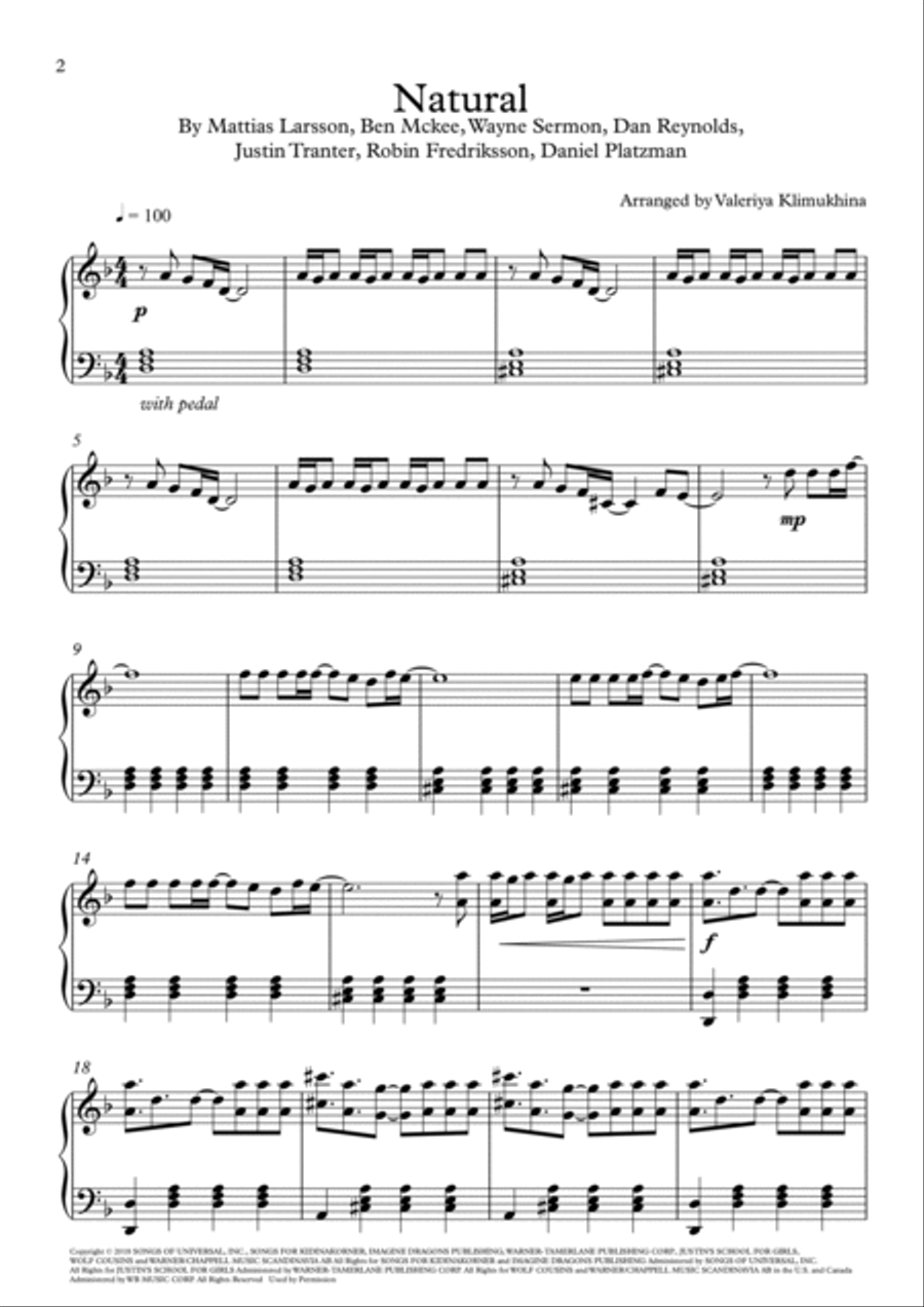 Natural Piano Solo scores gallery preview page 2