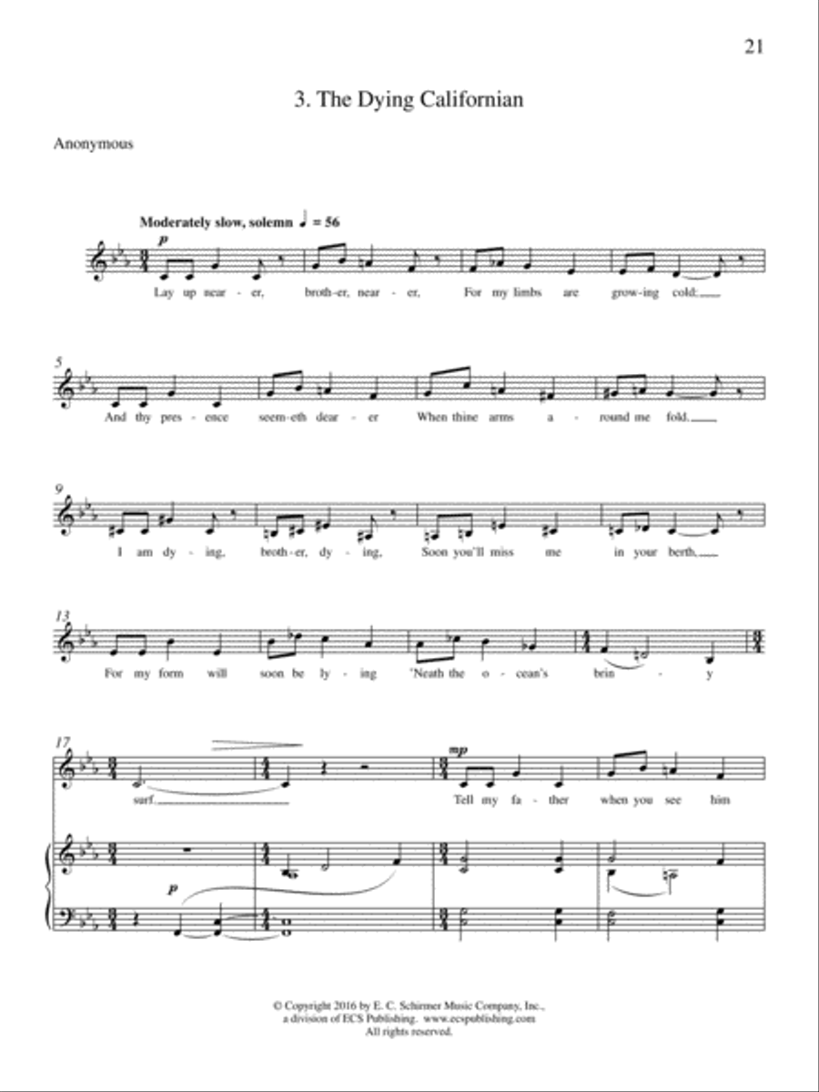 The Dying Californian from American Death Ballads Medium Voice scores gallery preview page 1