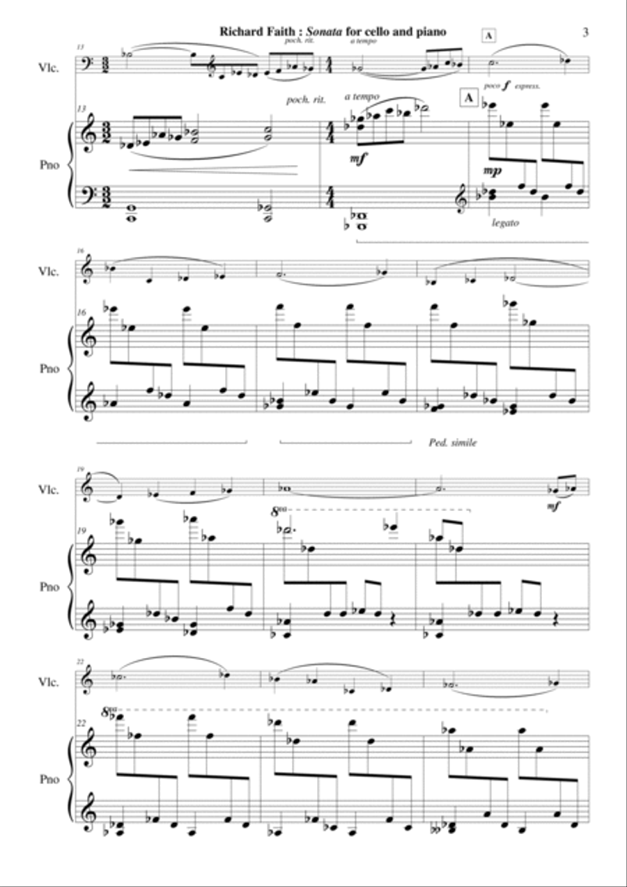 Richard Faith : Sonata for Cello and Piano Piano scores gallery preview page 3