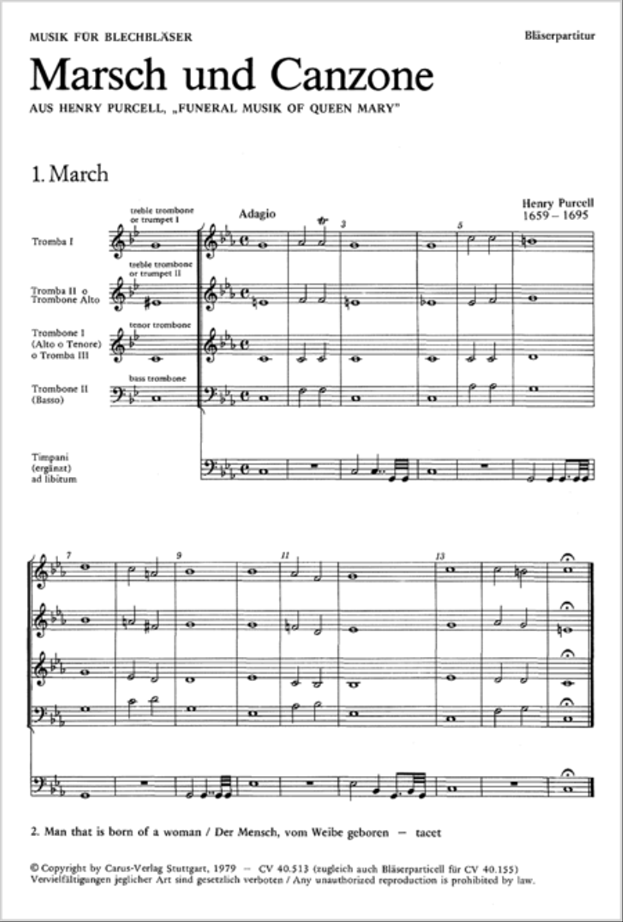 Funeral music of Queen Mary 4-Part scores gallery preview page 6