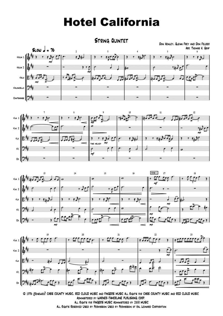 Hotel California String Orchestra scores gallery preview page 1