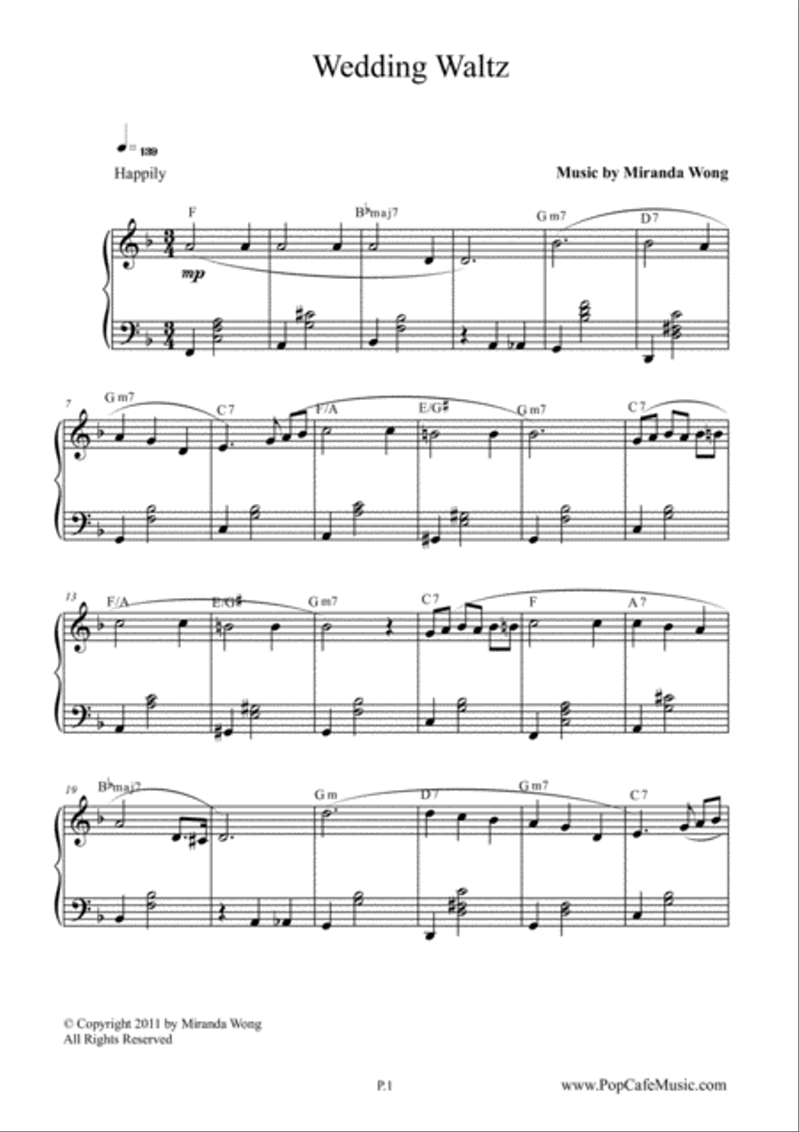 Wedding Waltz - Romantic Piano Solo Piano Solo scores gallery preview page 1