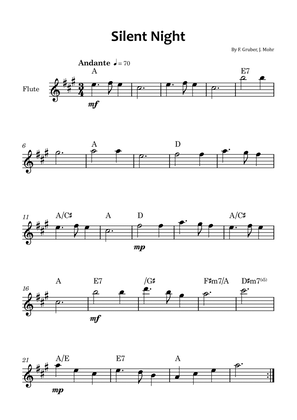 Silent Night - Flute solo with chord notations