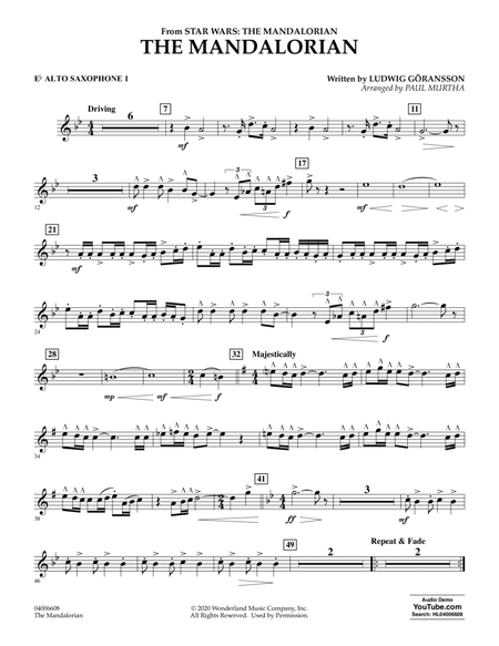 The Mandalorian (from Star Wars: The Mandalorian) (arr. Paul Murtha) - Eb Alto Saxophone 1