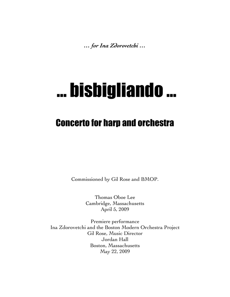 ... bisbigliando ... (2009) for harp solo and orchestra Small Ensemble scores gallery preview page 1