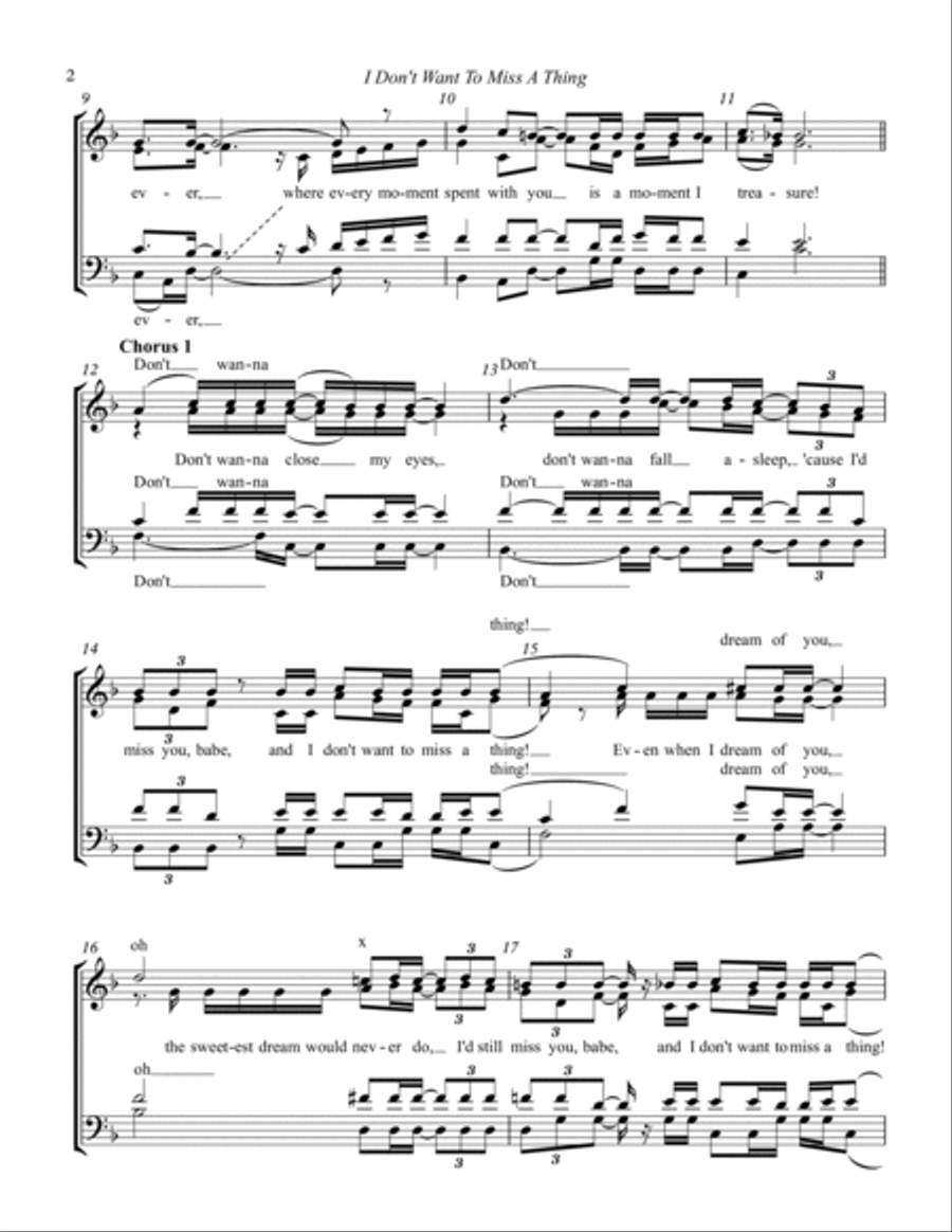 I Don't Want To Miss A Thing 4-Part scores gallery preview page 2