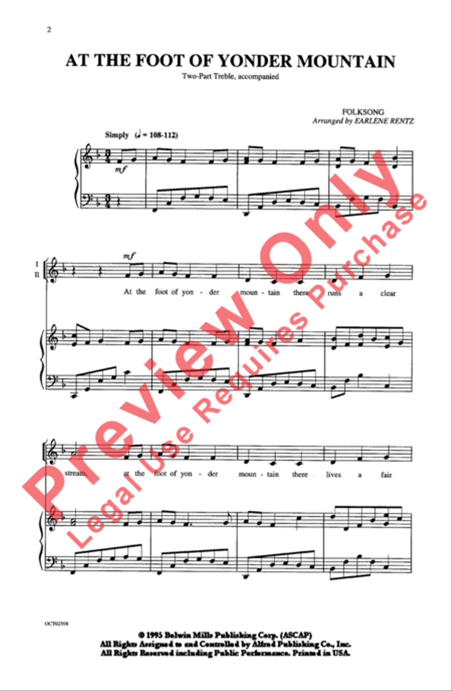 At the Foot of Yonder Mountain 3-Part scores gallery preview page 2