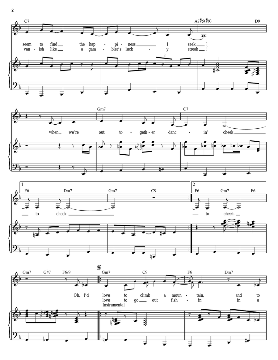 Cheek To Cheek Piano, Vocal scores gallery preview page 2