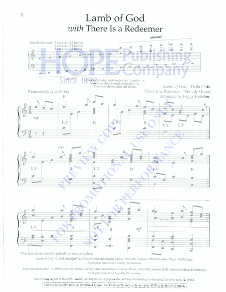 Lamb of God with There Is a Redeemer 5-Octaves scores gallery preview page 2