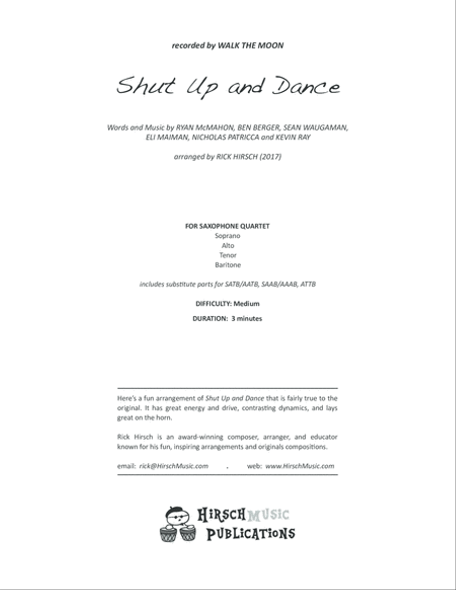 Shut Up And Dance Woodwind Quartet scores gallery preview page 2