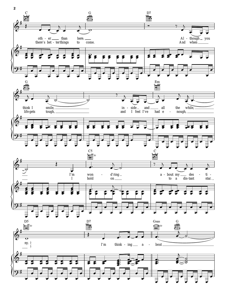 Distant Dreamer Piano, Vocal, Guitar scores gallery preview page 2
