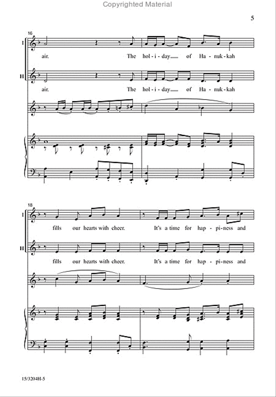 The Holiday of Hanukkah Unison Choir scores gallery preview page 5