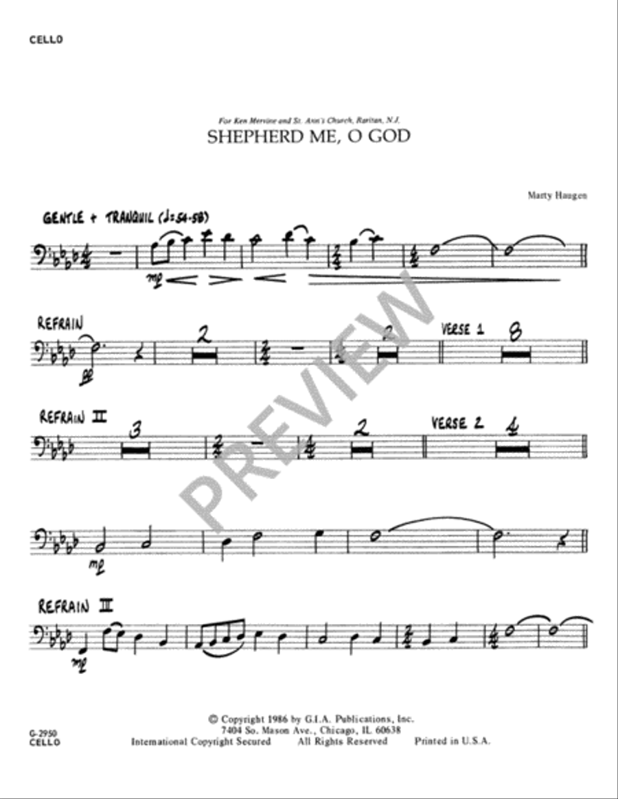 Shepherd Me, O God - Instrument edition Cello scores gallery preview page 8