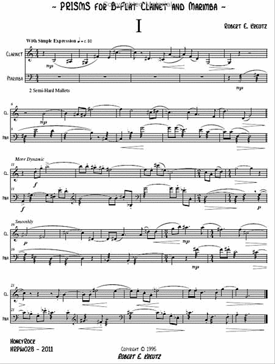 Prisms for Clarinet & Marimba B-Flat Clarinet scores gallery preview page 7