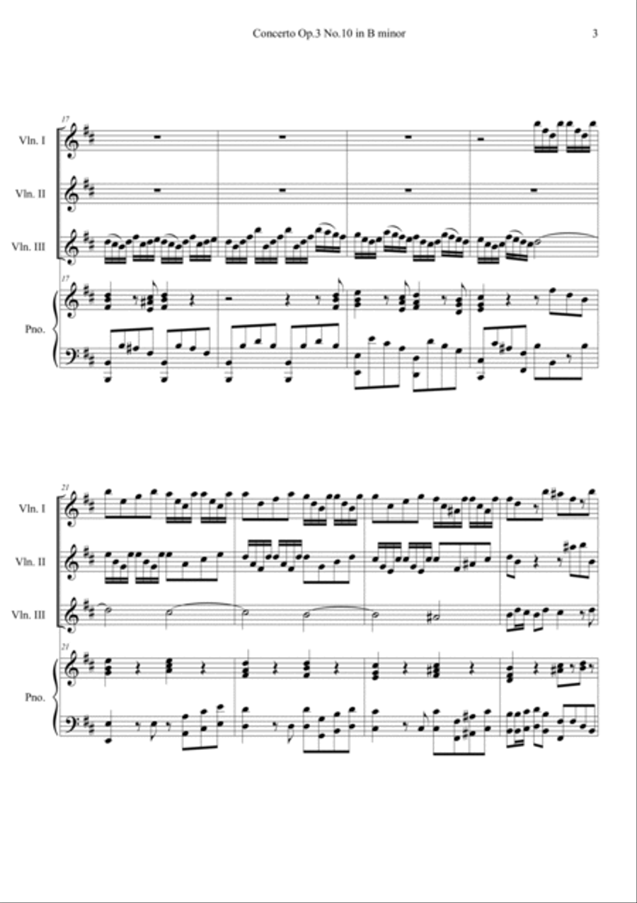 Concerto Op.3 No.10 in B minor RV 580 I. Allegro Piano Quartet scores gallery preview page 3