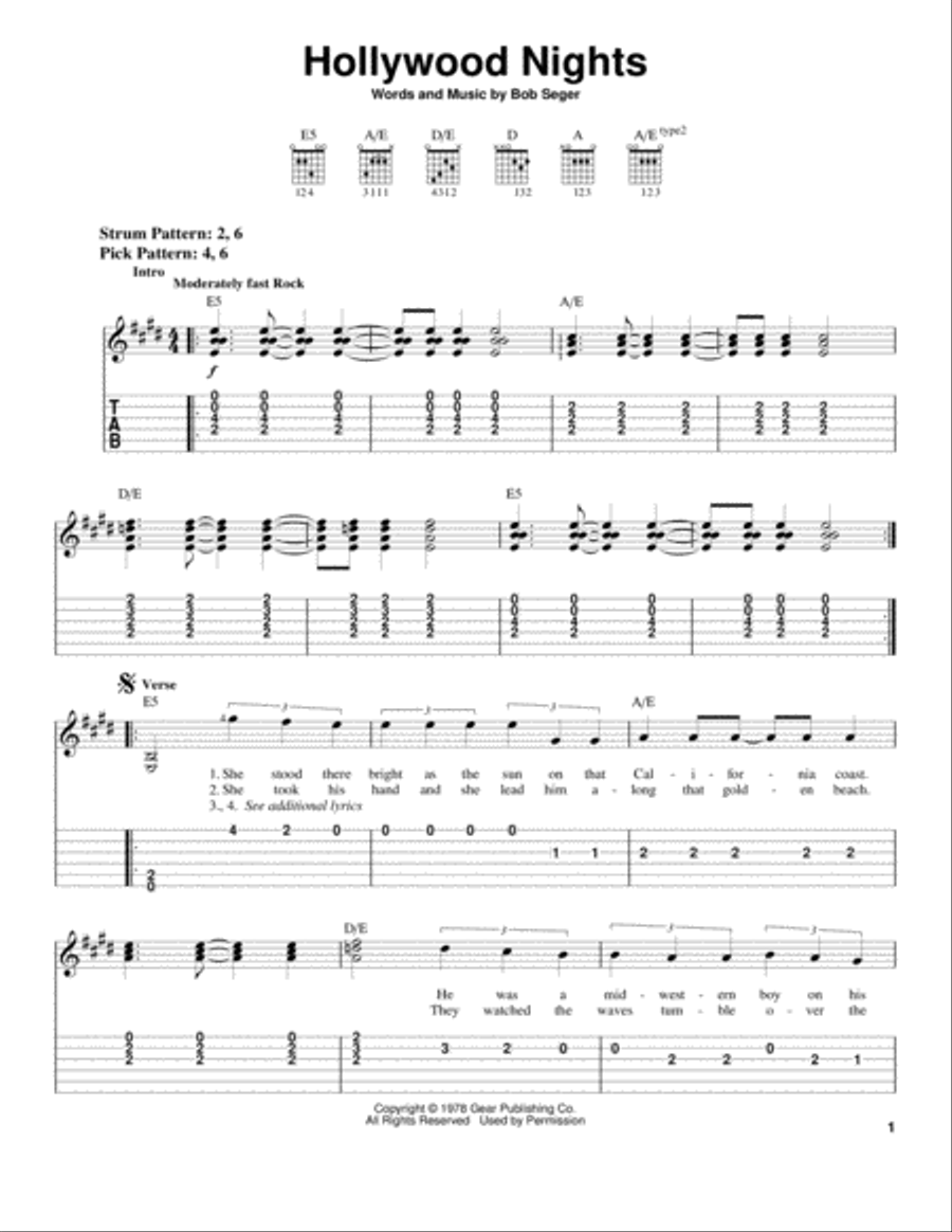 Hollywood Nights Acoustic Guitar scores gallery preview page 1