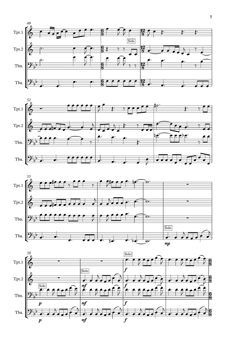 Somebody To Love Brass Quartet scores gallery preview page 5