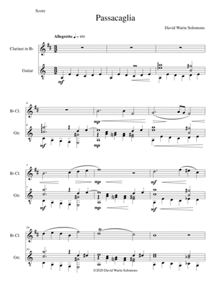 Passacaglia for clarinet and guitar