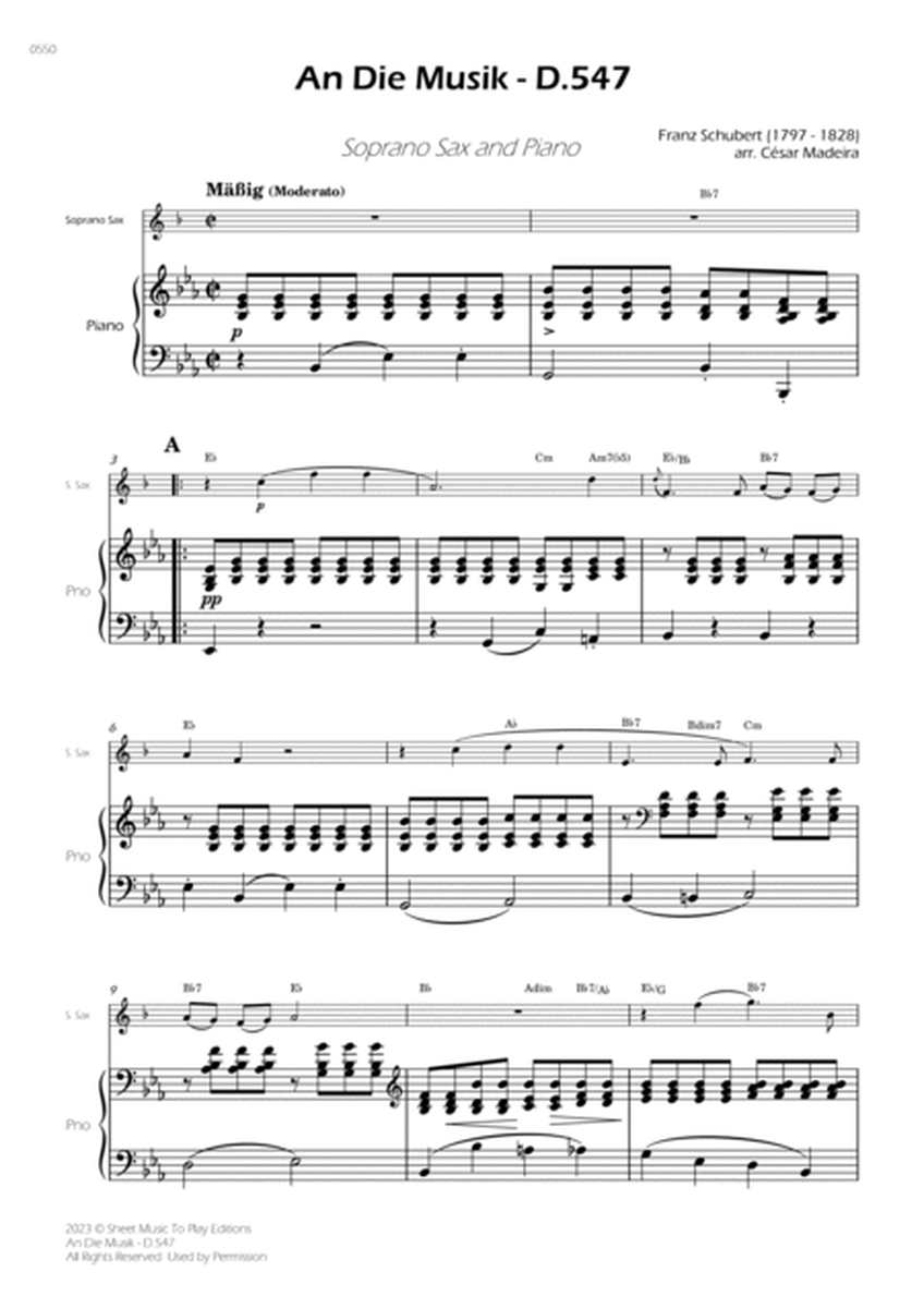 An Die Musik - Soprano Sax and Piano (Full Score and Parts) image number null