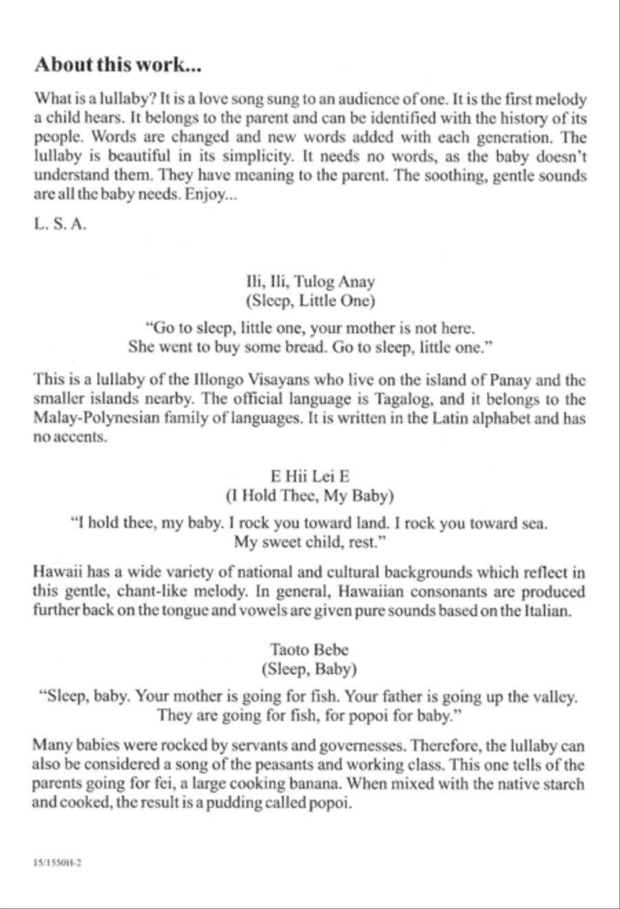 Three Pacific Island Lullabies Unison Choir scores gallery preview page 3