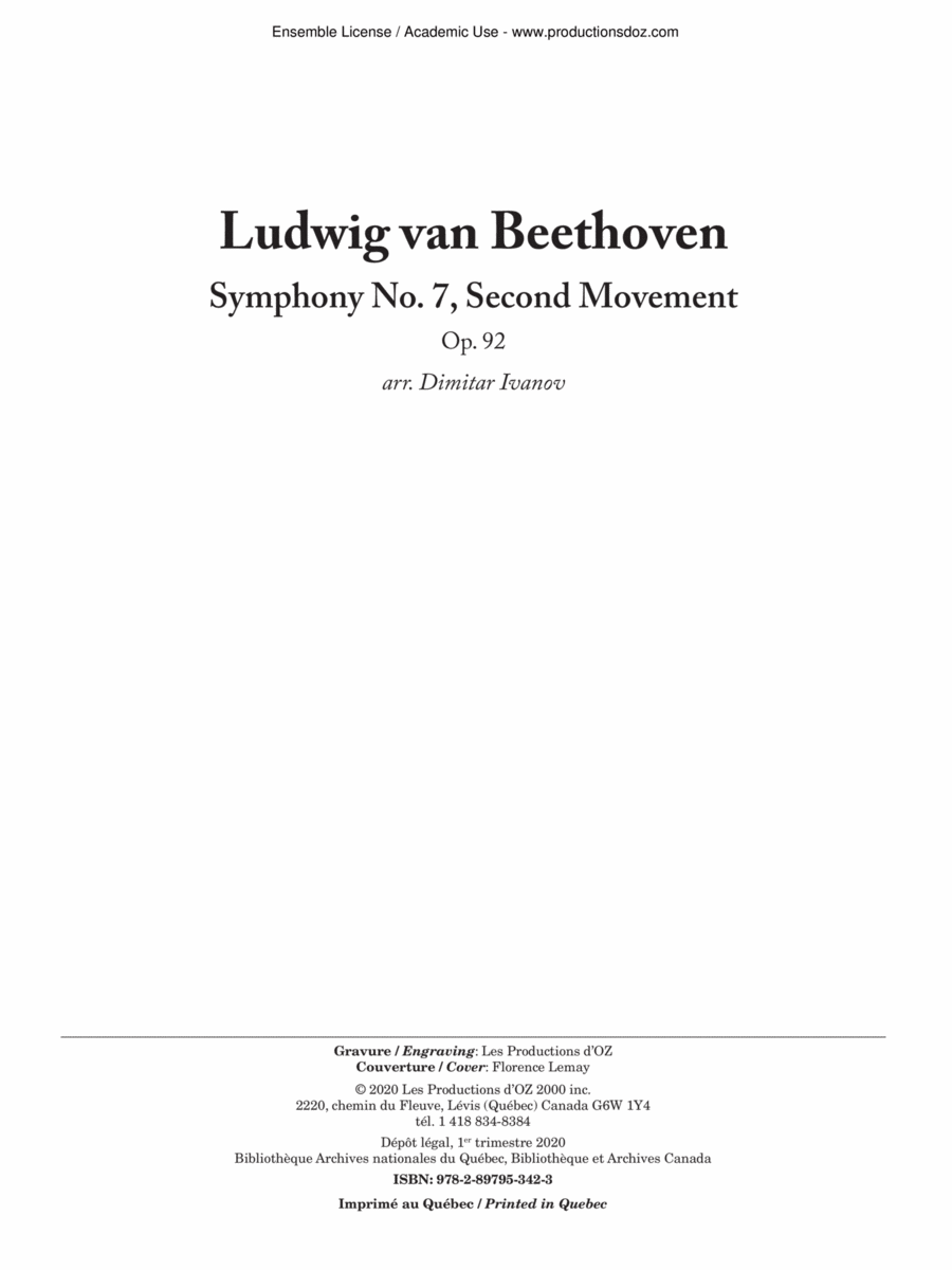 Symphony No. 7, Second Movement, Op. 92