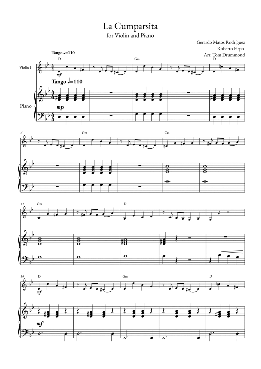 La Cumparsita Violin Solo scores gallery preview page 1