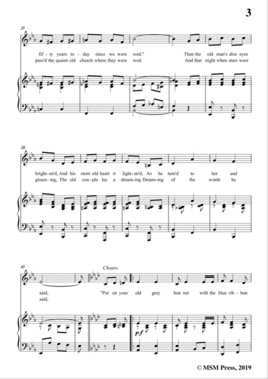 Percy Wenrich-Put On Your Old Grey Bonnet,in E flat Major,for Voice&Piano Voice scores gallery preview page 5
