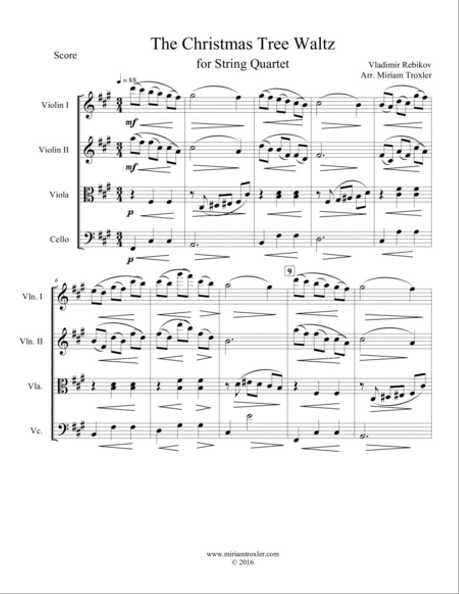 The Christmas Tree Waltz for String Quartet String Quartet scores gallery preview page 2