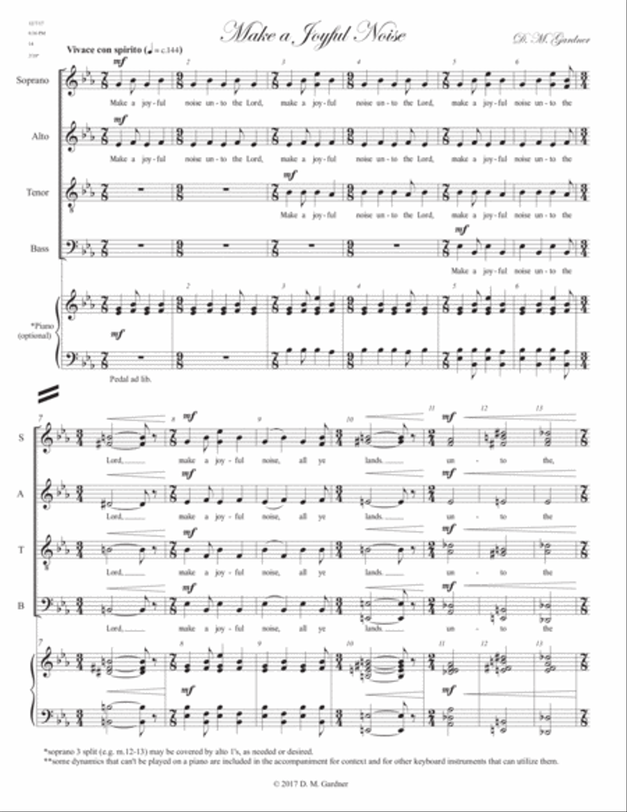 Make A Joyful Noise (Psalm 100) SATB 4-Part scores gallery preview page 3