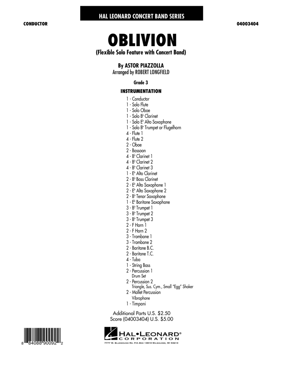 Oblivion - Conductor Score (Full Score) Concert Band scores gallery preview page 1