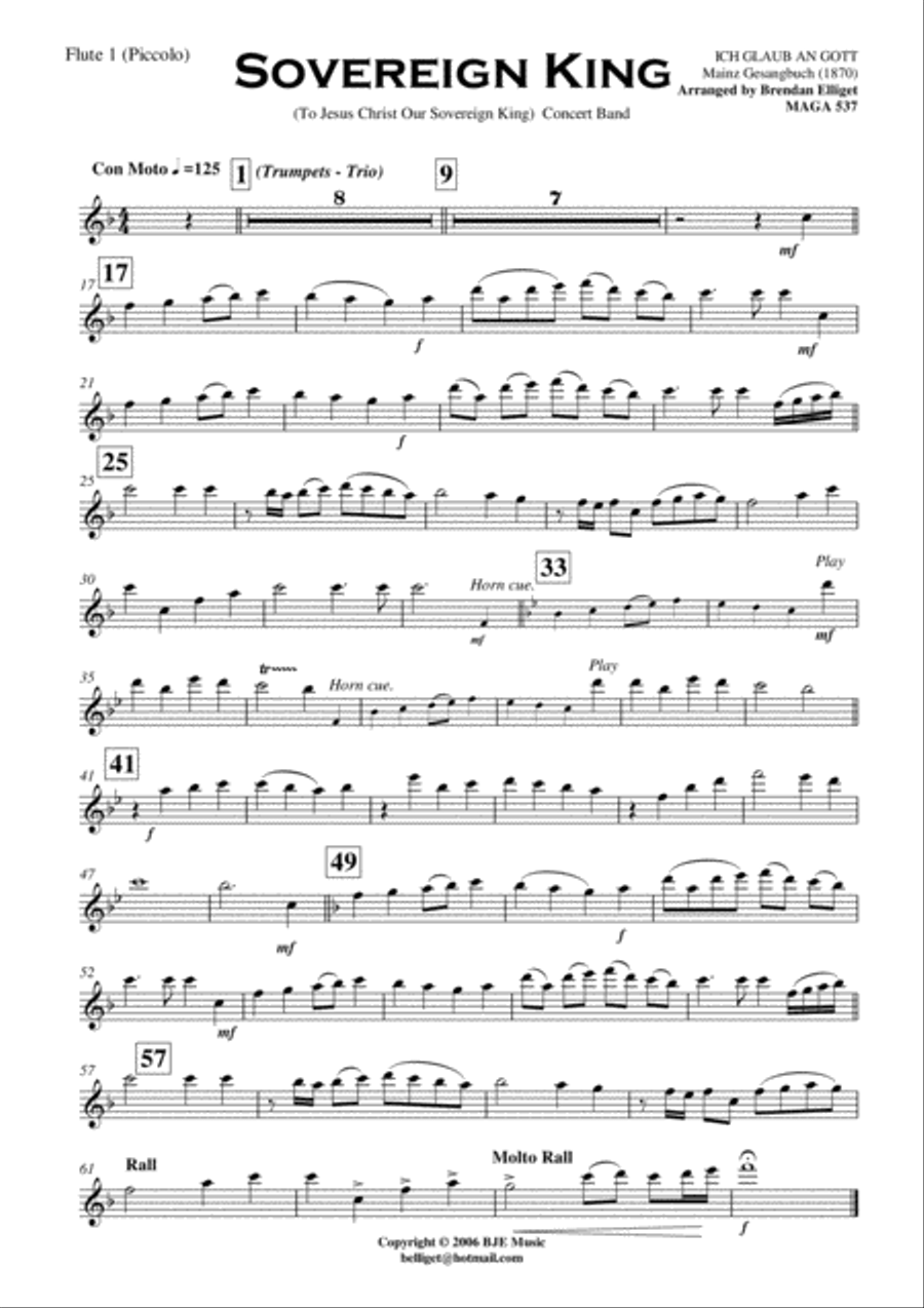 Sovereign King - Trumpet Trio and Concert Band Score and Parts PDF Concert Band scores gallery preview page 2