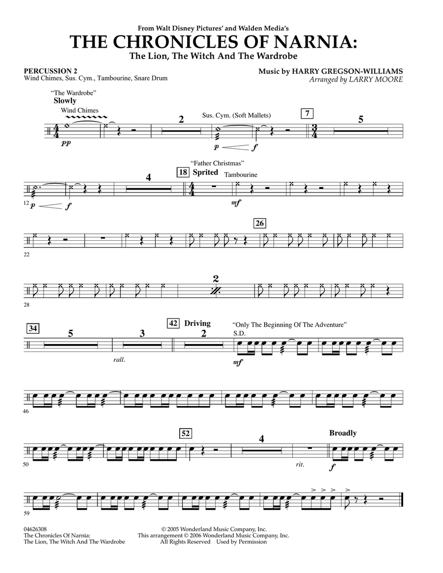 The Chronicles of Narnia - Percussion 2 Orchestra scores gallery preview page 1