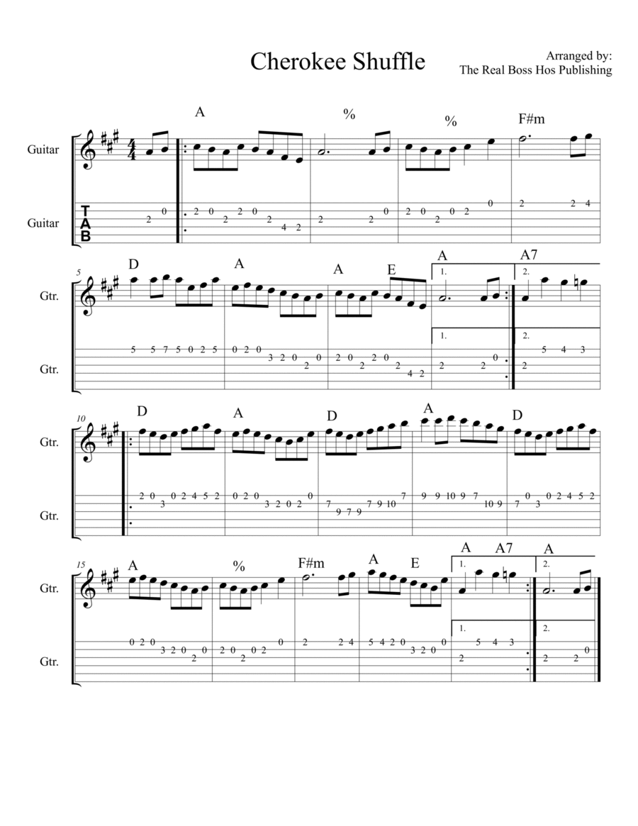 Cherokee Shuffle - Guitar Tab Electric Guitar scores gallery preview page 1