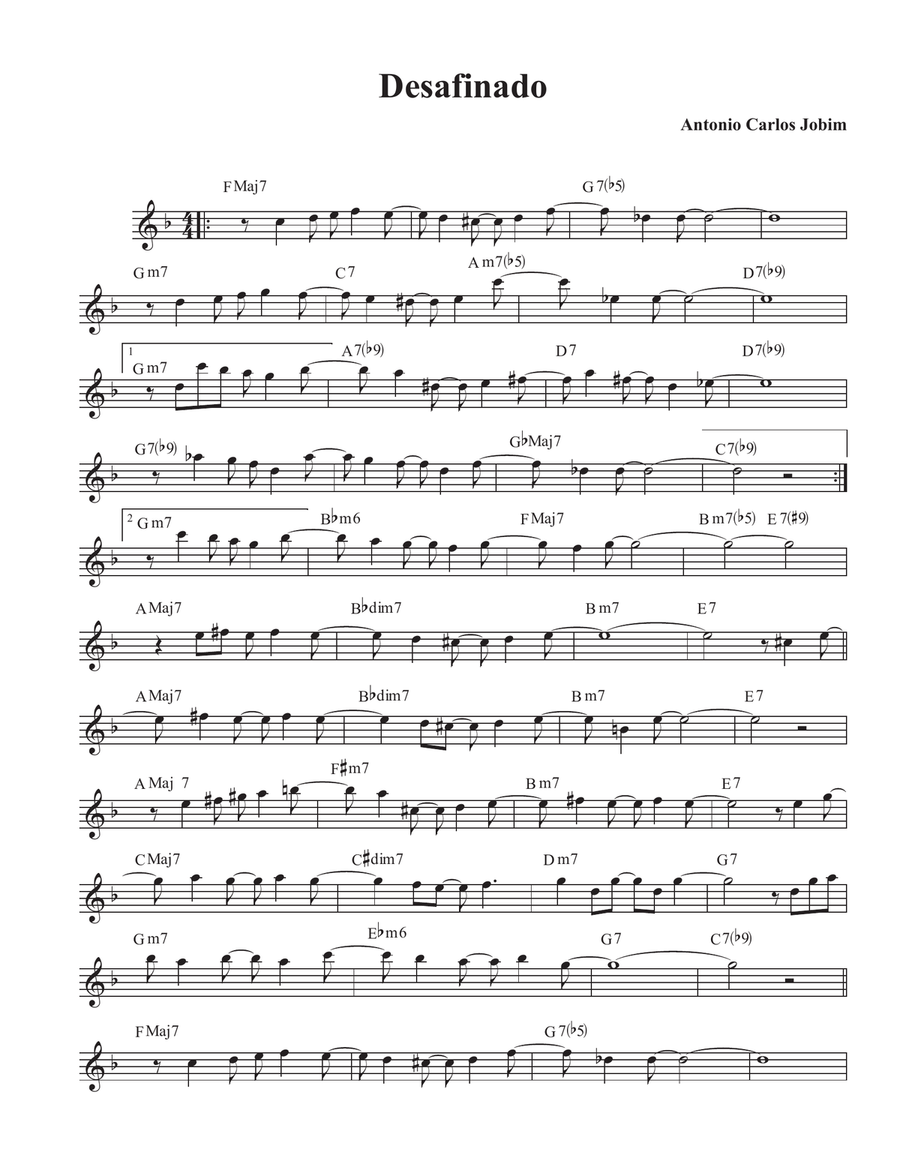 Desafinado Desafinado Piano, Vocal scores gallery preview page 1
