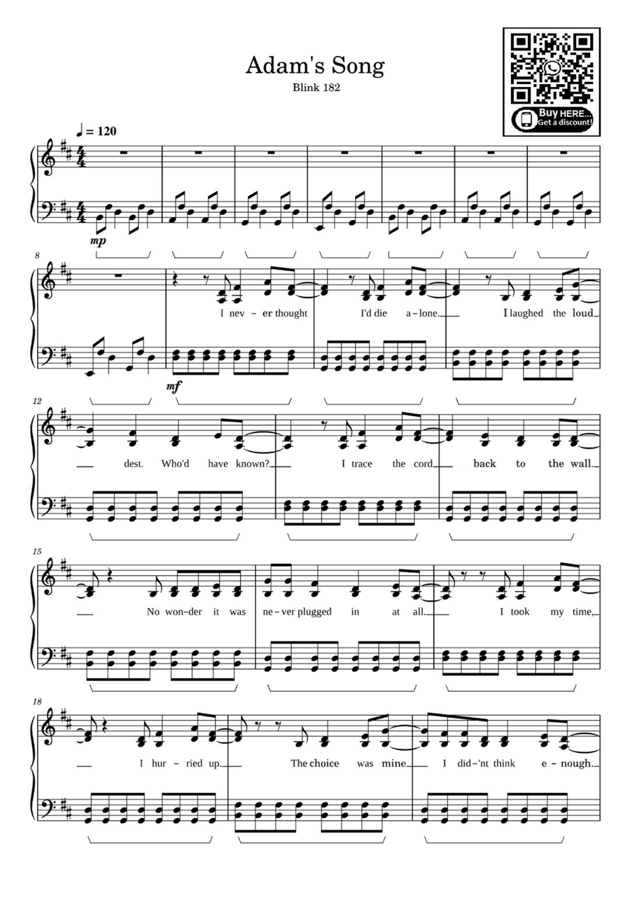 Adam's Song Easy Piano scores gallery preview page 1