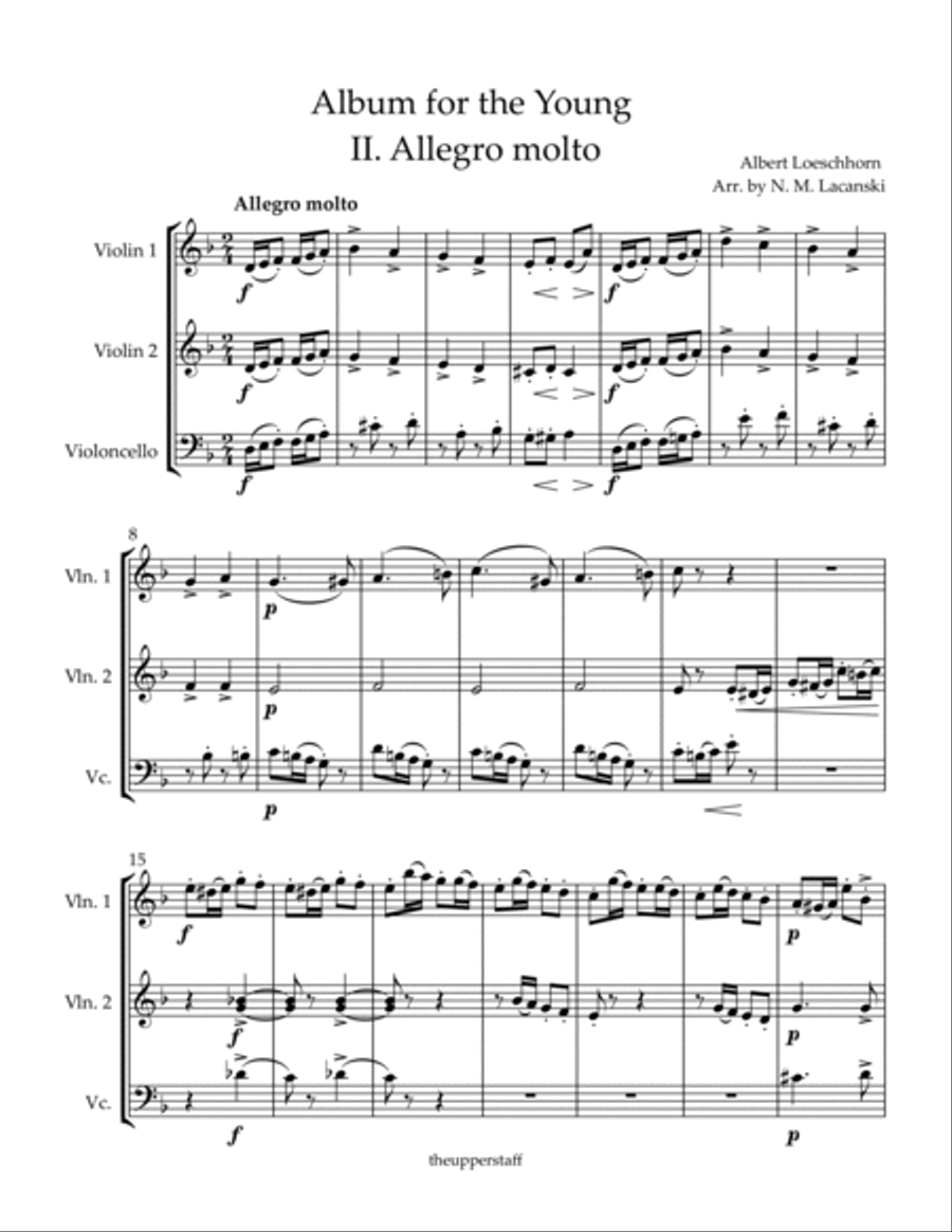 Album for the Young II. Allegro molto String Trio scores gallery preview page 2