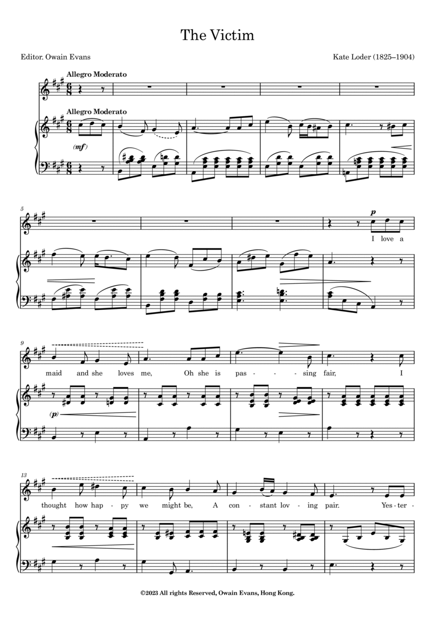 The Victim The Victim Piano, Vocal, Guitar scores gallery preview page 1