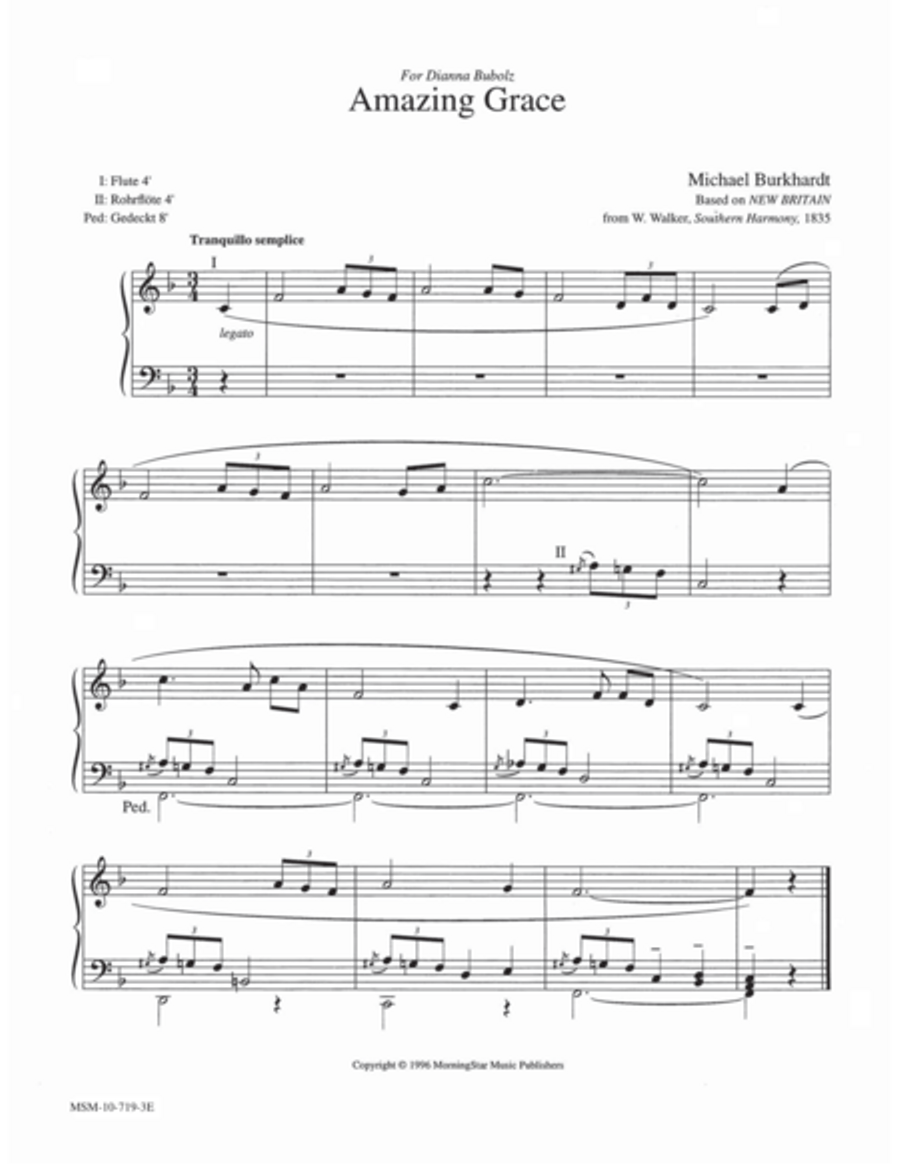 Amazing Grace Organ scores gallery preview page 1