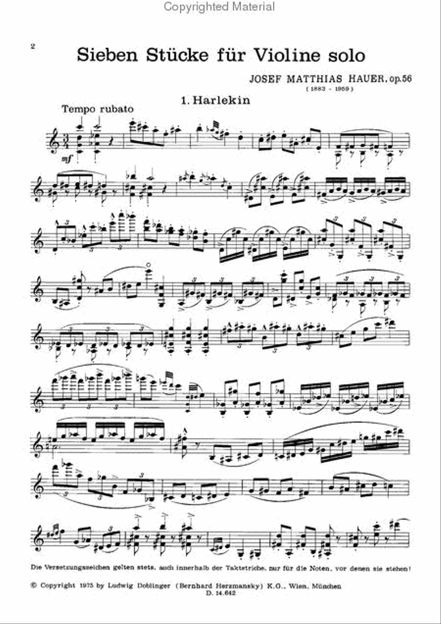 7 Stucke (1928) Violin Solo scores gallery preview page 2