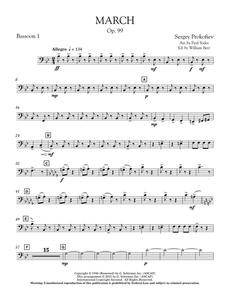 March, Op. 99 - Bassoon 1