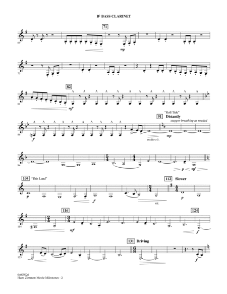 Hans Zimmer: Movie Milestones - Bb Bass Clarinet