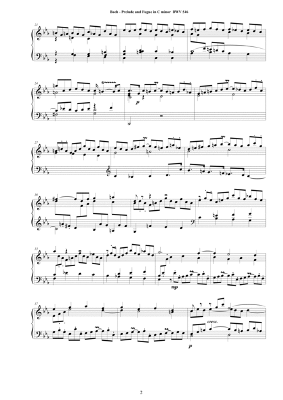 Bach - Prelude and Fugue in C minor BWV 546 for Piano Piano Solo scores gallery preview page 2