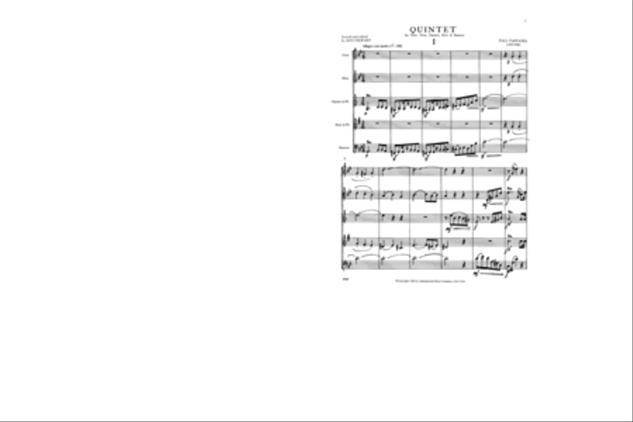 Study Score To Quintet For Flute, Oboe, Clarinet, Horn In E Flat & Bassoon